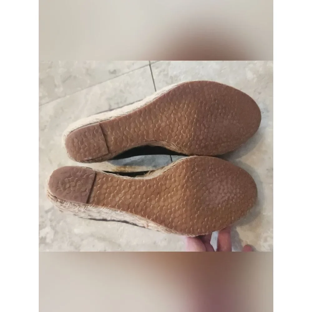 Michael Kors Brown Leather suede & Insole braided wedge heel sandal